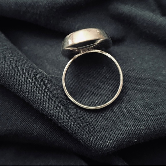 Sterling Silver 925 Onyx Statement Stamped Ring Size 7 - Picture 4 of 7